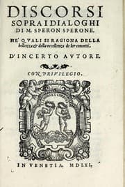 Tapa de Discorsi sopra i dialoghi di M. Speron Sperone
