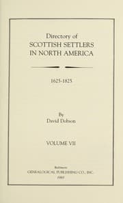 Tapa de Directory of Scottish Settlers in North America,1625-1825 Vol. VII