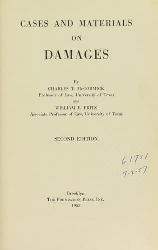 Tapa de Cases and materials on damages