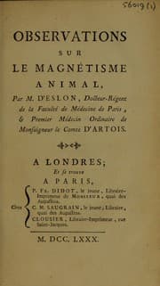 Tapa de Observations sur le magn©♭tisme animal