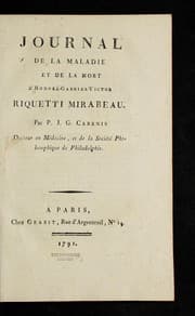 Tapa de Journal de la maladie et de la mort d'Honoré-Gabriel-Victor Riquetti Mirabeau