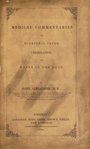 Tapa de Medical commentaries on puerperal fever, vermination, and water in the head