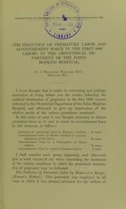 Tapa de The induction of premature labor and accouchement forc©♭ in the first 5000 labors in the Obstetrical Department of the Johns Hopkins Hospital