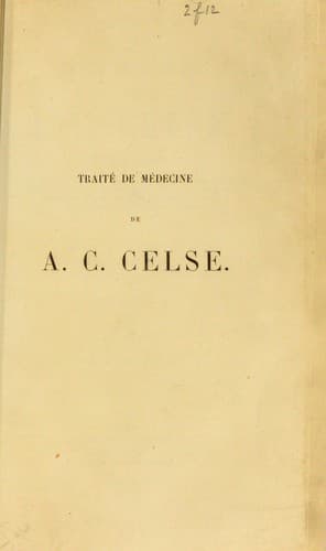Tapa de Trait©♭ de m©♭decine de A. C. Celse