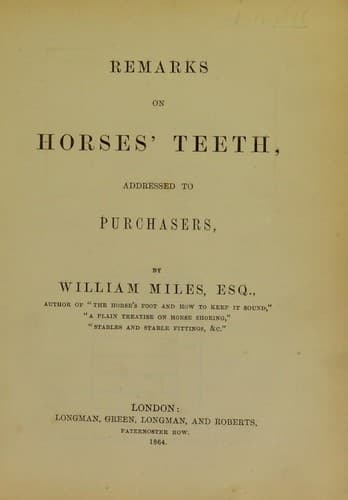 Tapa de Remarks on horses' teeth
