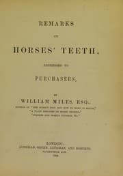 Tapa de Remarks on horses' teeth
