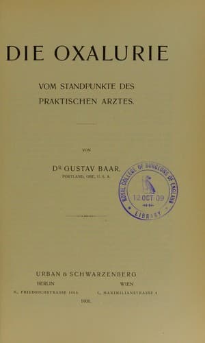 Tapa de Die Oxalurie