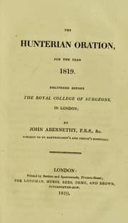 Tapa de The Hunterian oration, for the year 1819