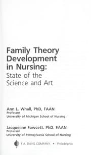 Tapa de Family theory development in nursing : state of the science and art