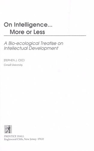 Tapa de On intelligence-- more or less