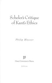 Tapa de Scheler's critique of Kant's ethics