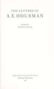 Tapa de The letters of A.E. Housman