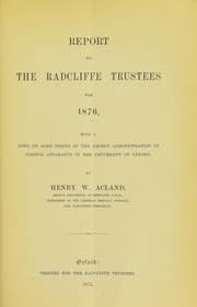Tapa de Report to the Radcliffe Trustees for 1876