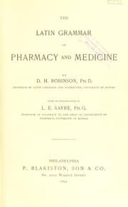 Tapa de The Latin grammar of pharmacy and medicine