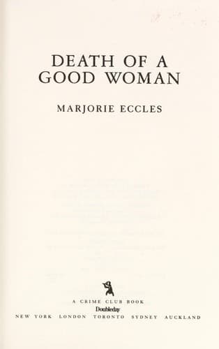 Tapa de Death of a good woman