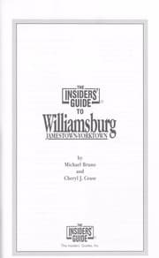 Tapa de The insiders' guide to Williamsburg, Jamestown-Yorktown