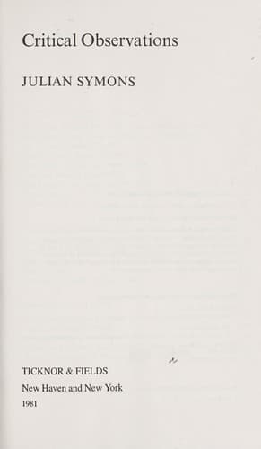 Tapa de Critical observations