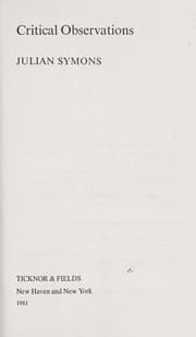 Tapa de Critical observations