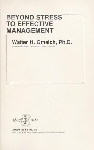 Tapa de Beyond stress to effective management