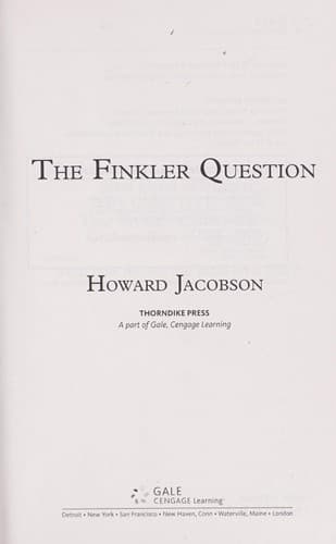 Tapa de The Finkler question