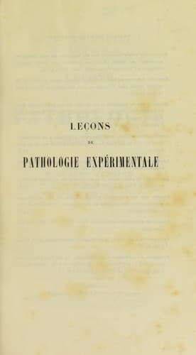 Tapa de Lec ʹons de pathologie expe¿imentale