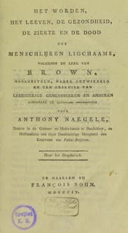 Tapa de Het worden, het leeven, de gezondheid, de ziekte en de dood des menschlijken ligchaams, volgends de leer van Brown ...