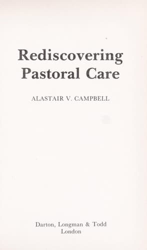 Tapa de Rediscovering pastoral care