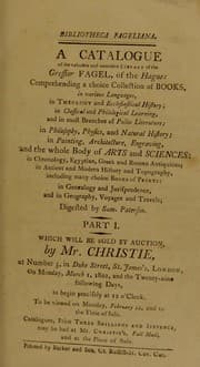 Tapa de Bibliotheca Fageliana. A catalogue of the ... library of the Greffier Fagel ...