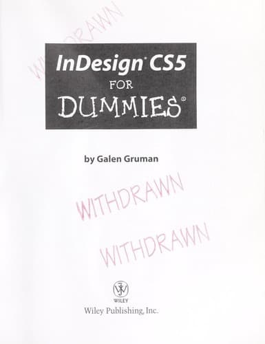 Tapa de Indesign CS5 for dummies