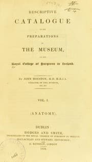 Tapa de Descriptive catalogue of the preparations in the museum of the Royal College of Surgeons in Ireland