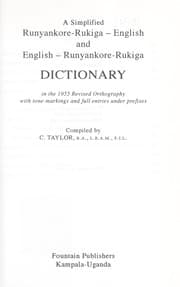 Tapa de A simplified Runyankore-Rukiga-English and English-Runyankore-Rukiga dictionary