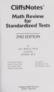 Tapa de Cliffsnotes math review for standardized tests