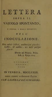 Tapa de Lettera sopra il vajuolo spontaneo, e sopra i mali effetti dell'inoculazione