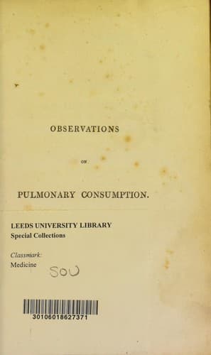 Tapa de Observations on pulmonary consumption