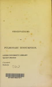 Tapa de Observations on pulmonary consumption