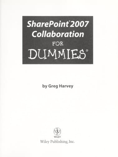 Tapa de Sharepoint 2007 Collaboration for Dummies