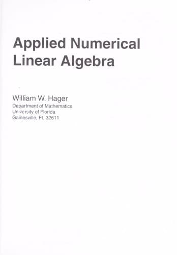 Tapa de Applied numerical linear algebra