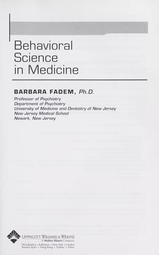 Tapa de Behavioral science in medicine