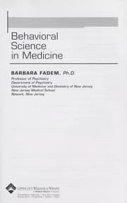 Tapa de Behavioral science in medicine