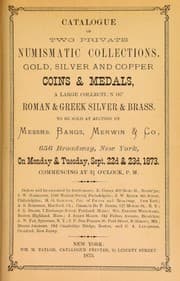 Tapa de Catalogue of two private numismatic collections