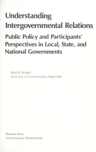 Tapa de Understanding intergovernmental relations