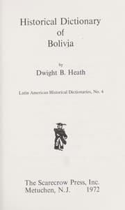 Tapa de Historical dictionary of Bolivia