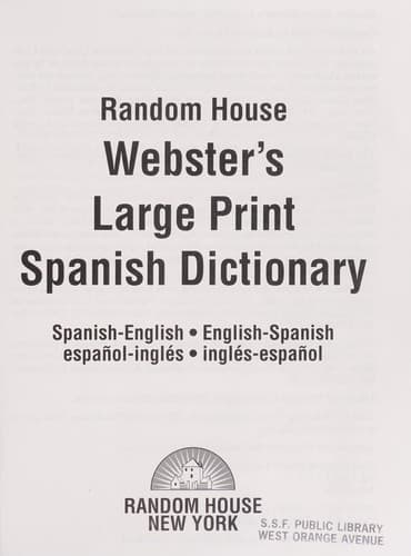 Tapa de Random House Webster's large print Spanish dictionary