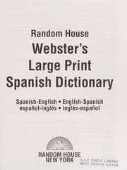 Tapa de Random House Webster's large print Spanish dictionary