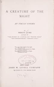 Tapa de A creature of the night