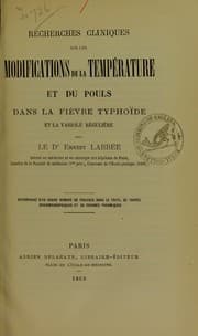 Tapa de Recherches cliniques sur les modifications de la temp©♭rature et du pouls dans la fi©·vre typho© de et la variole r©♭guli©·re