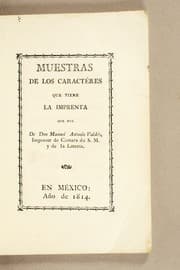 Tapa de Muestra de los caractéres que tiene la imprenta que fué de don Manuel Antonio Valdés, impresor de Cámara de S.M. y de la lotería