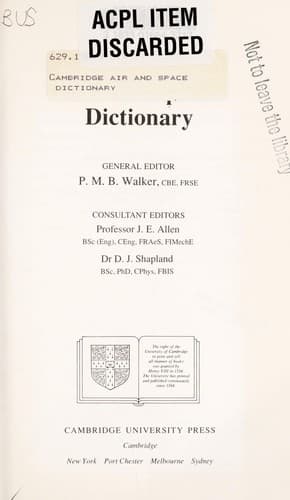 Tapa de Cambridge air and space dictionary
