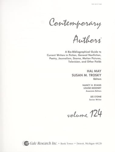 Tapa de Contemporary Authors, Vol. 124