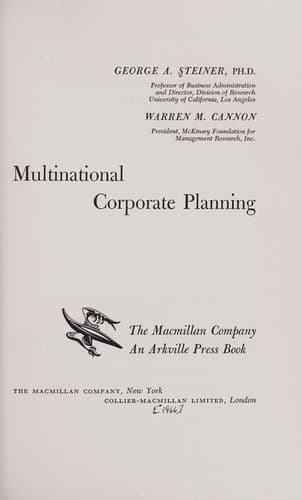 Tapa de Multinational corporate planning